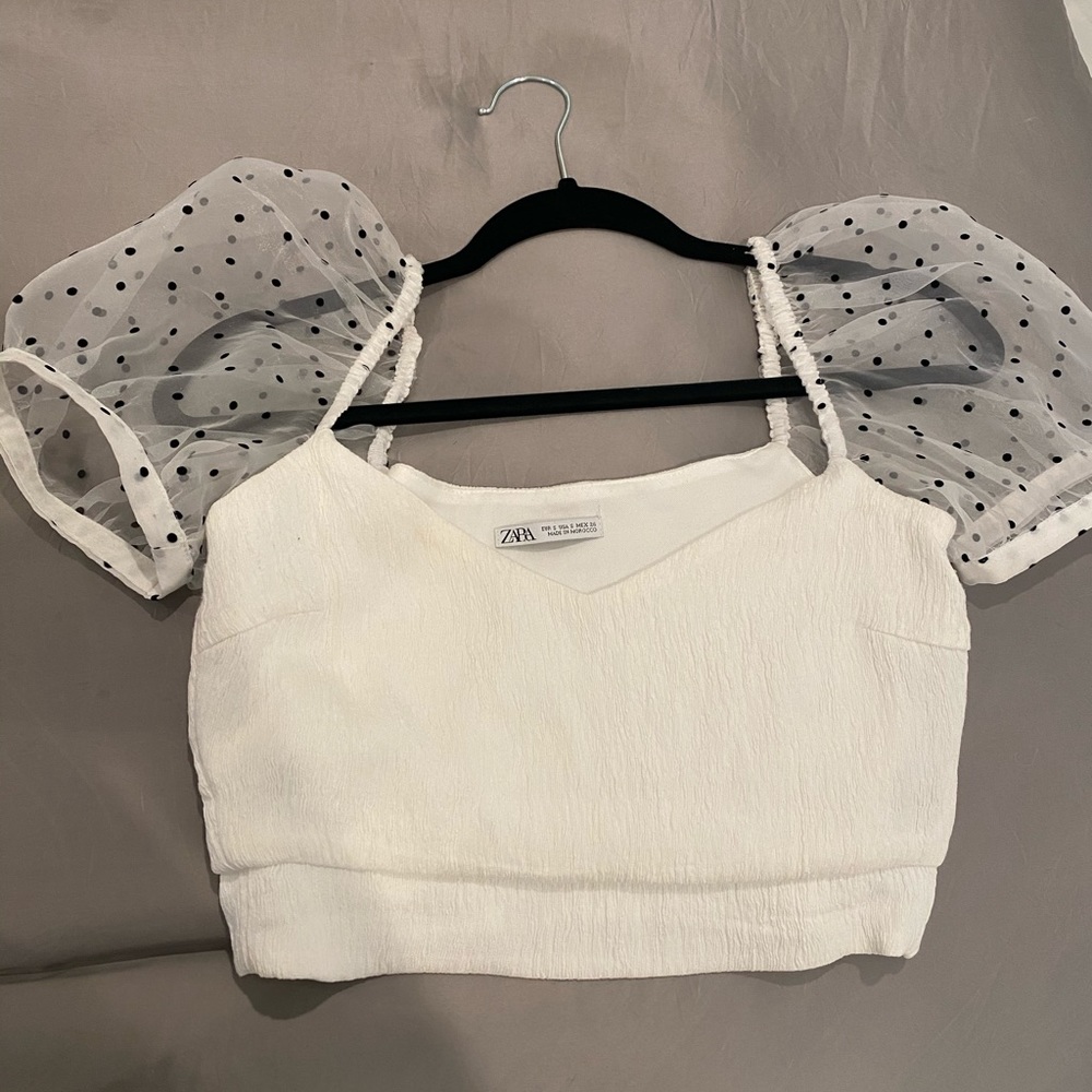 Zara polka dot strapless crop